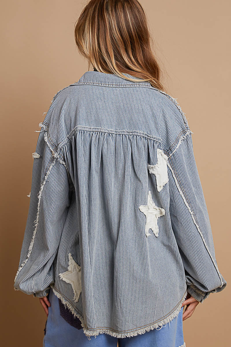 Starry Night Denim Pin Stripe Jacket