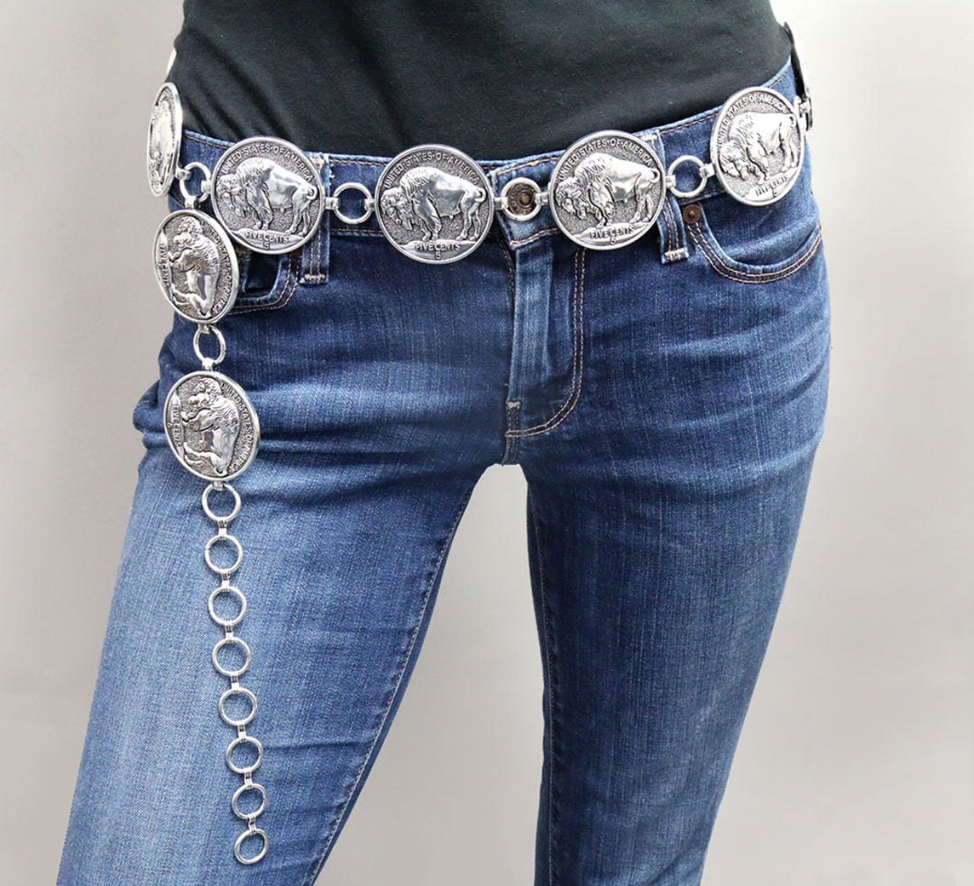 Buffalo Nickel Concho Belt-LG/XL