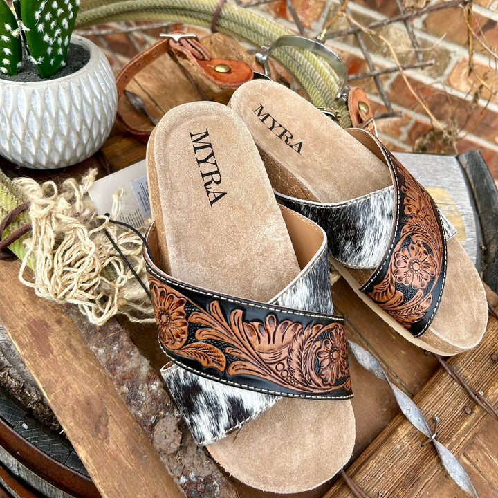 Nevada Hand Tooled Cowhide Sandals