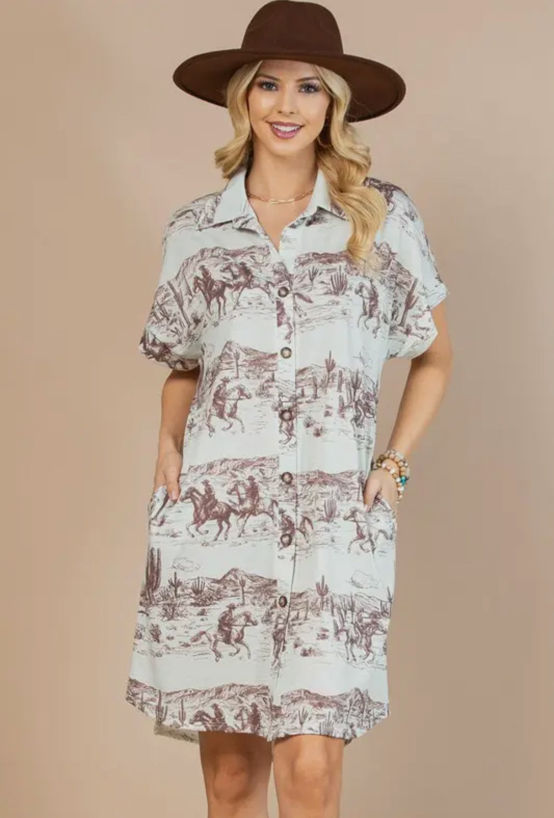 Wild Wild West Button Down Shift Dress