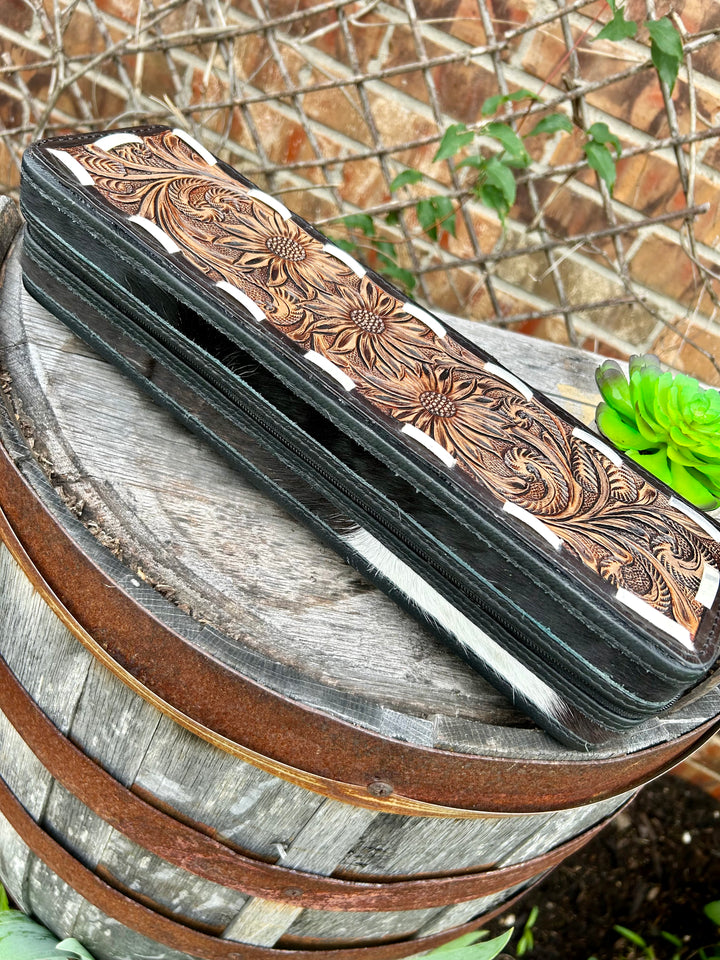 Cowhide Tooled Leather Flat Iron Case