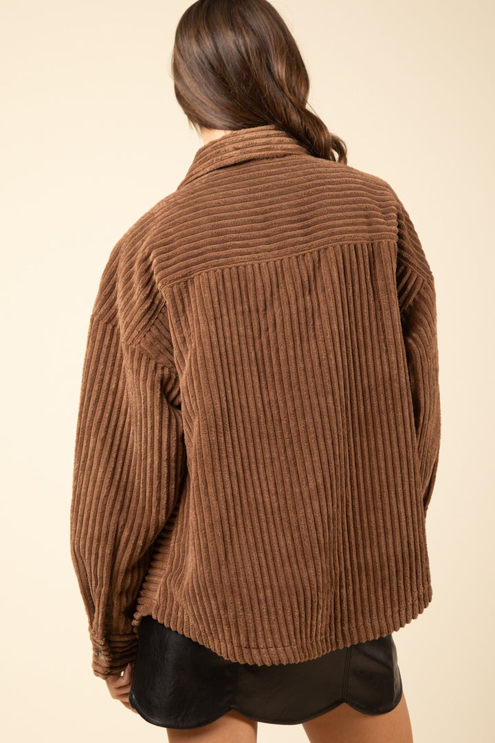 Chocolate Brown WIDE CORDUROY SHACKET