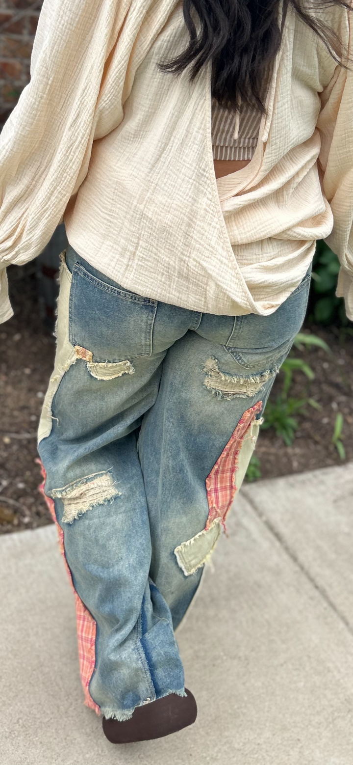 Oli & Hali Patched Up Wide Leg Jeans