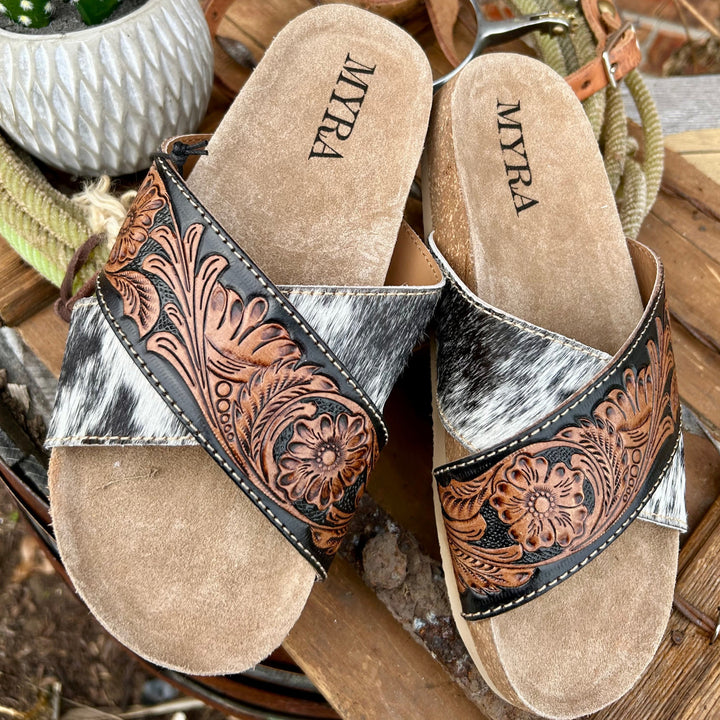 Nevada Hand Tooled Cowhide Sandals