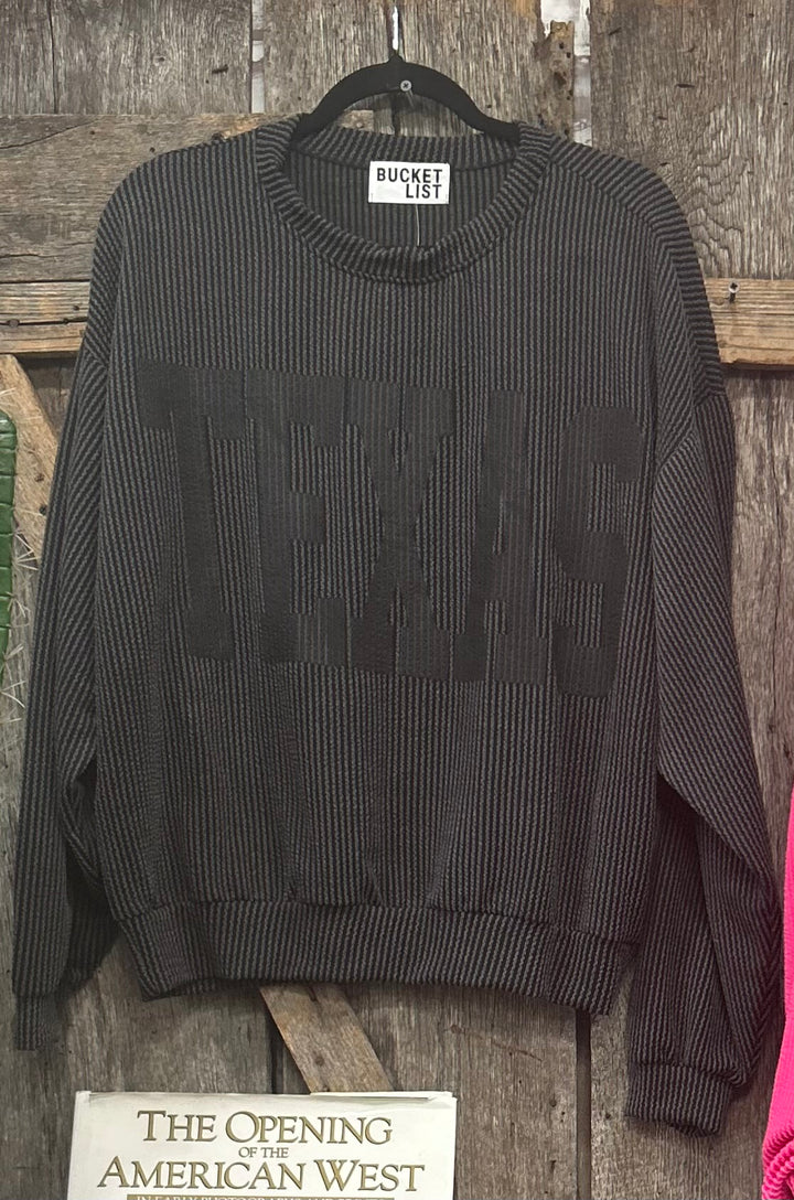 Black On Black Texas Ribbed Pullover