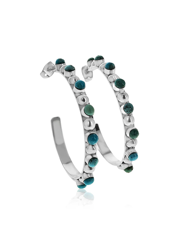 Mixed Turquoise Studded Hoops