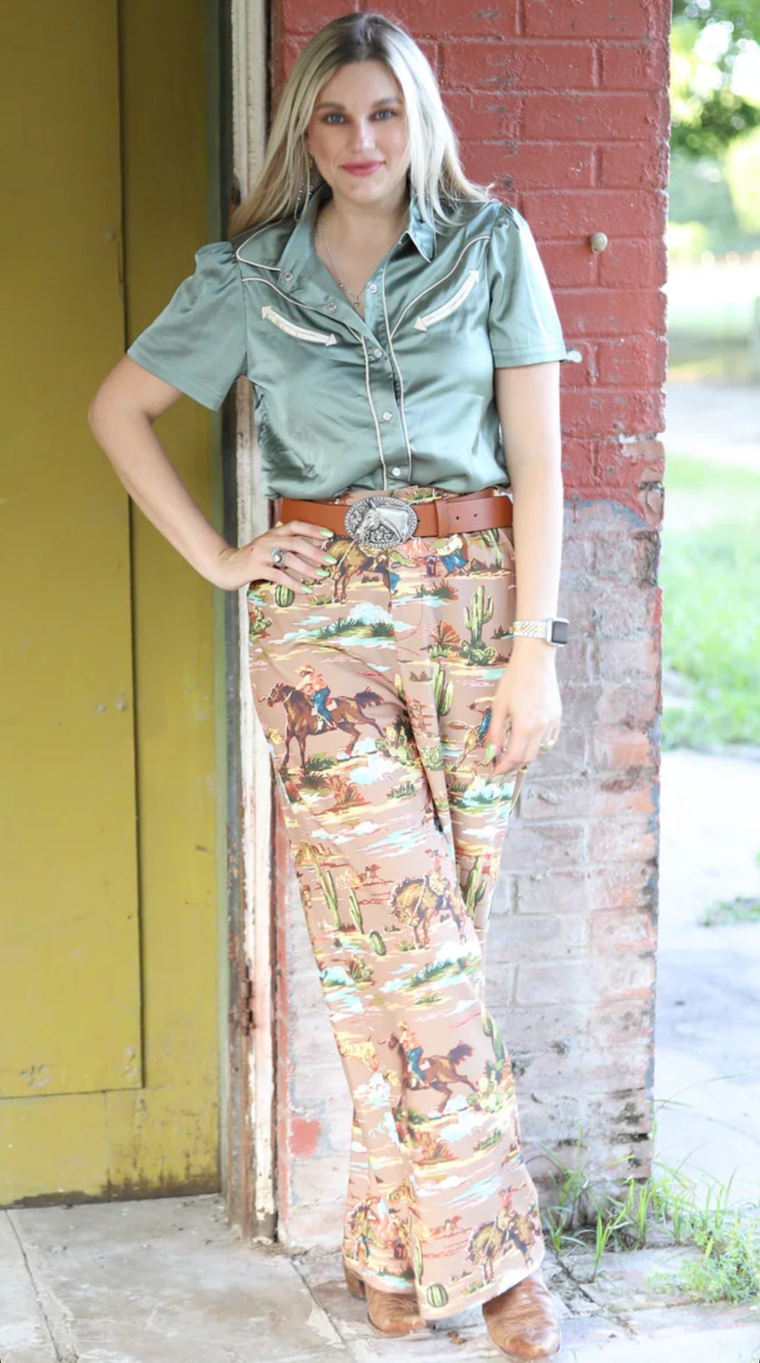 Retro Western Print Trouser Pants-RESTOCK!!