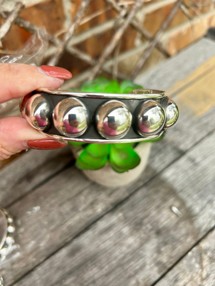 16MM Beaded Sterling Cuff Bracelet