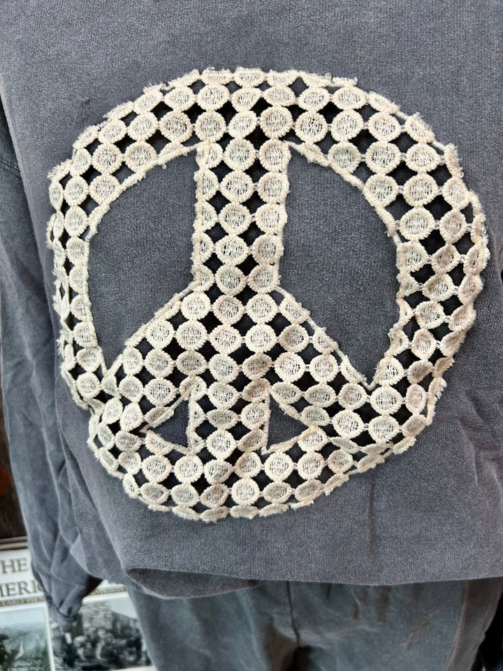 Acid Wash Peace Sign Top