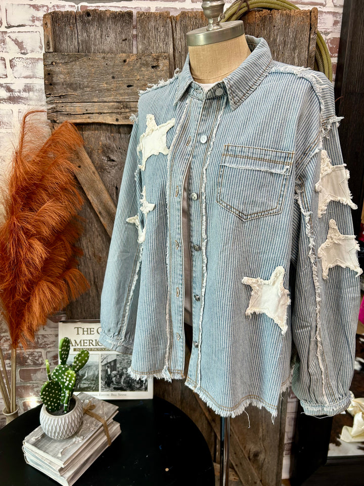 Starry Night Denim Pin Stripe Jacket