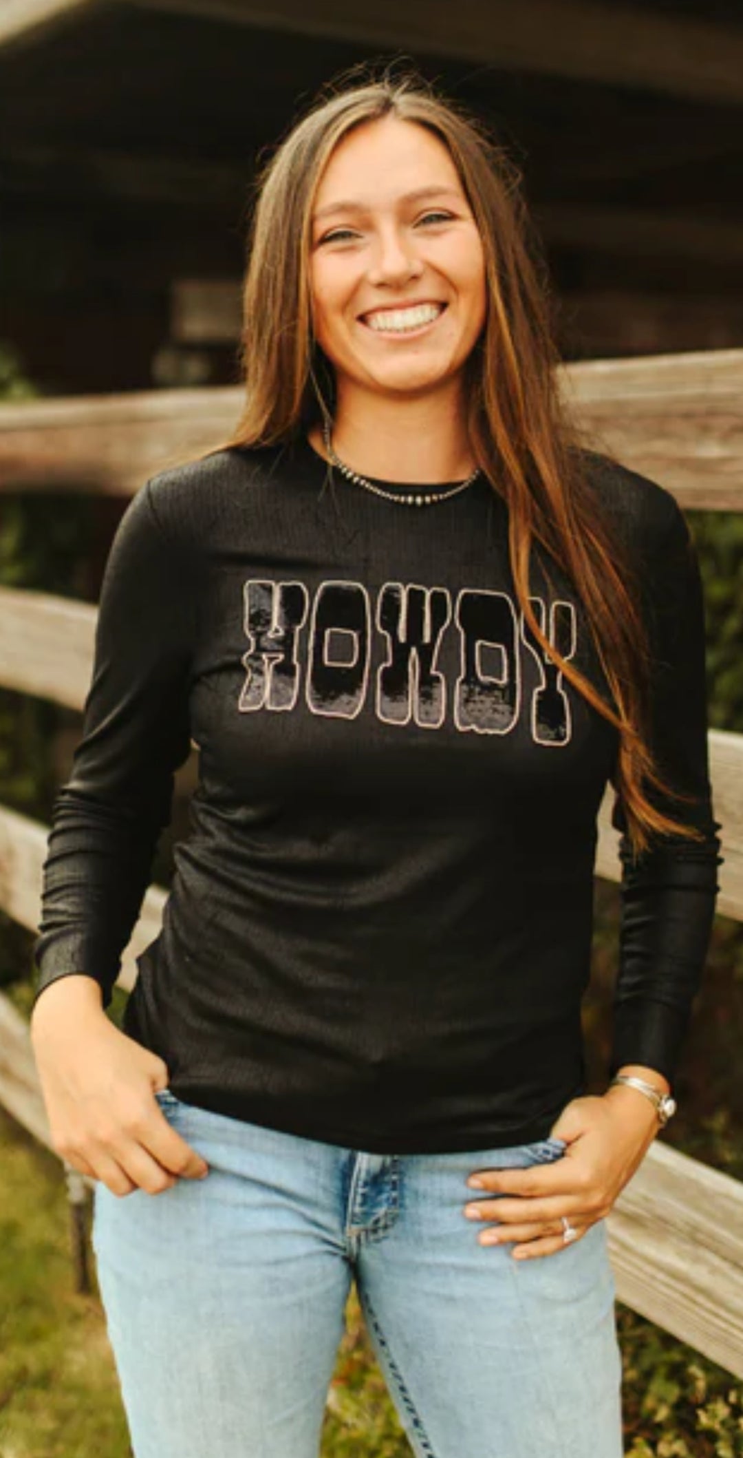 Howdy Sequin Long-sleeve Top