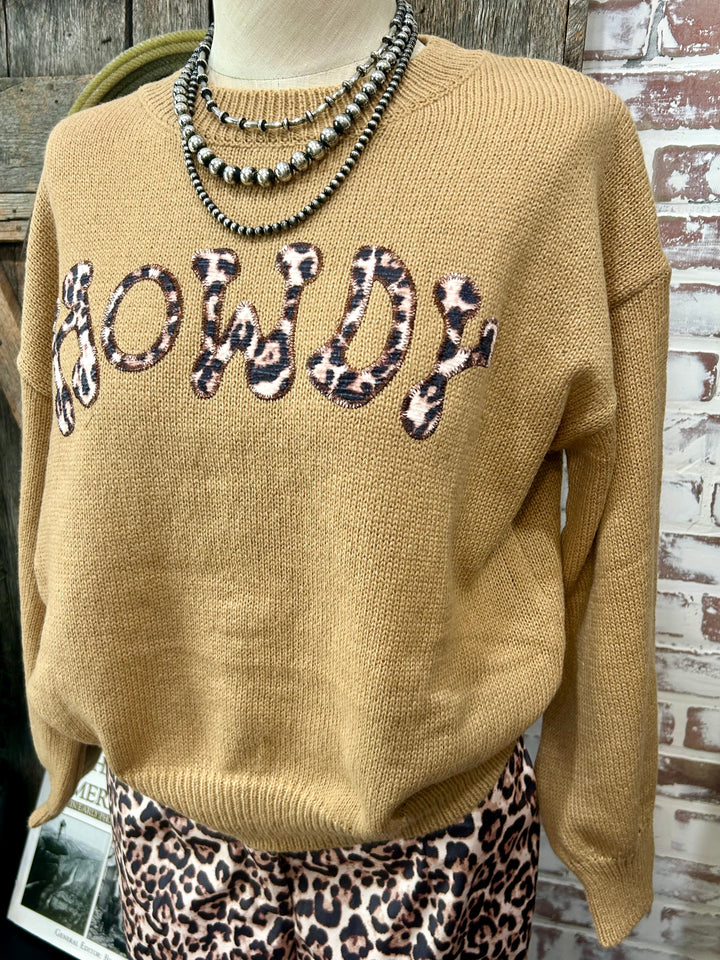 Tan Leopard Howdy Sweater