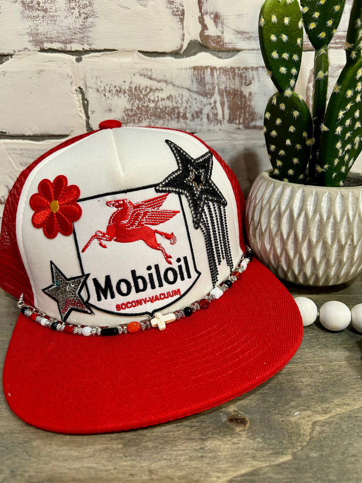 Mobiloil Funky Trucker Hat With Patches