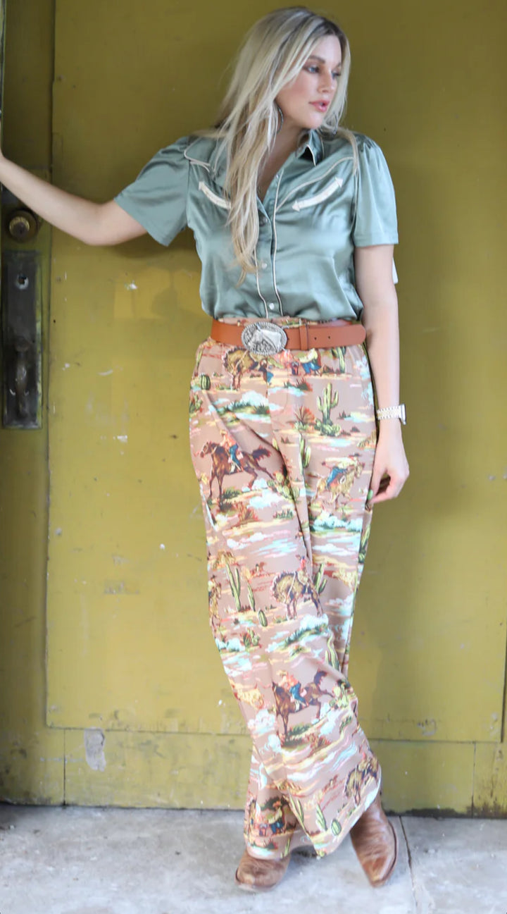 Retro Western Print Trouser Pants-RESTOCK!!