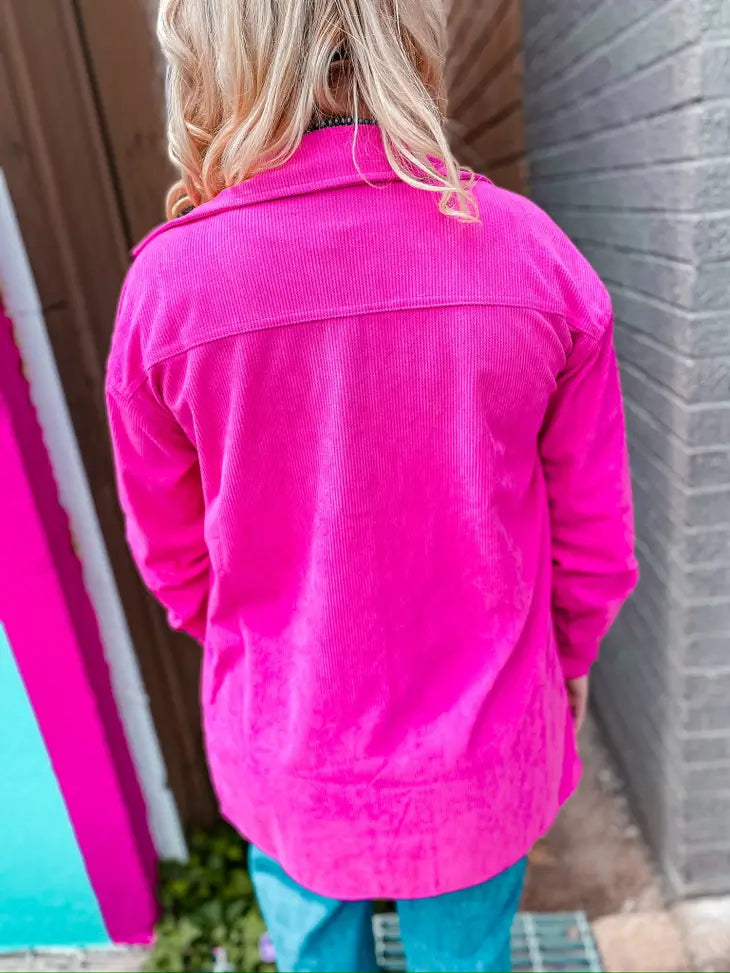 Pink Cadillac Corduroy Shacket