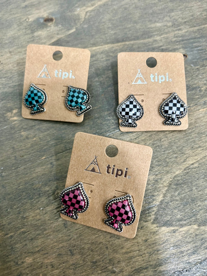 Checkered Spade Studs