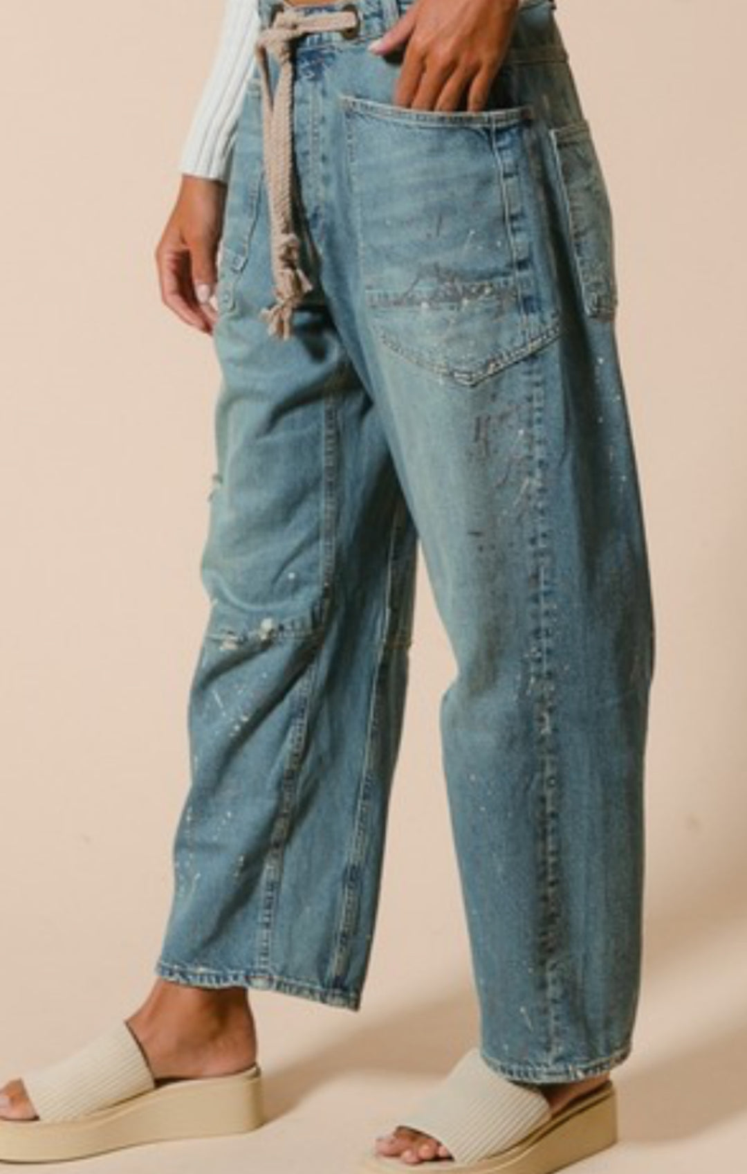 Oli & Hali Washed Distressed Barrel Jeans-RESTOCKED!!