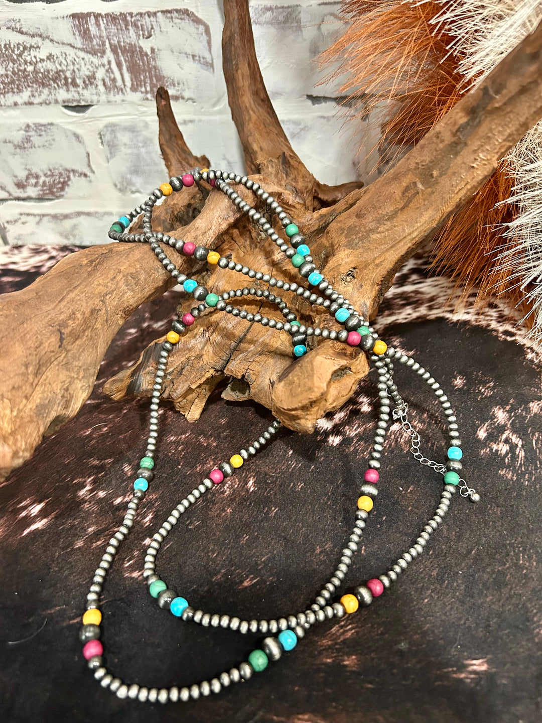 60” Confetti Navajo Style Pearls Strand