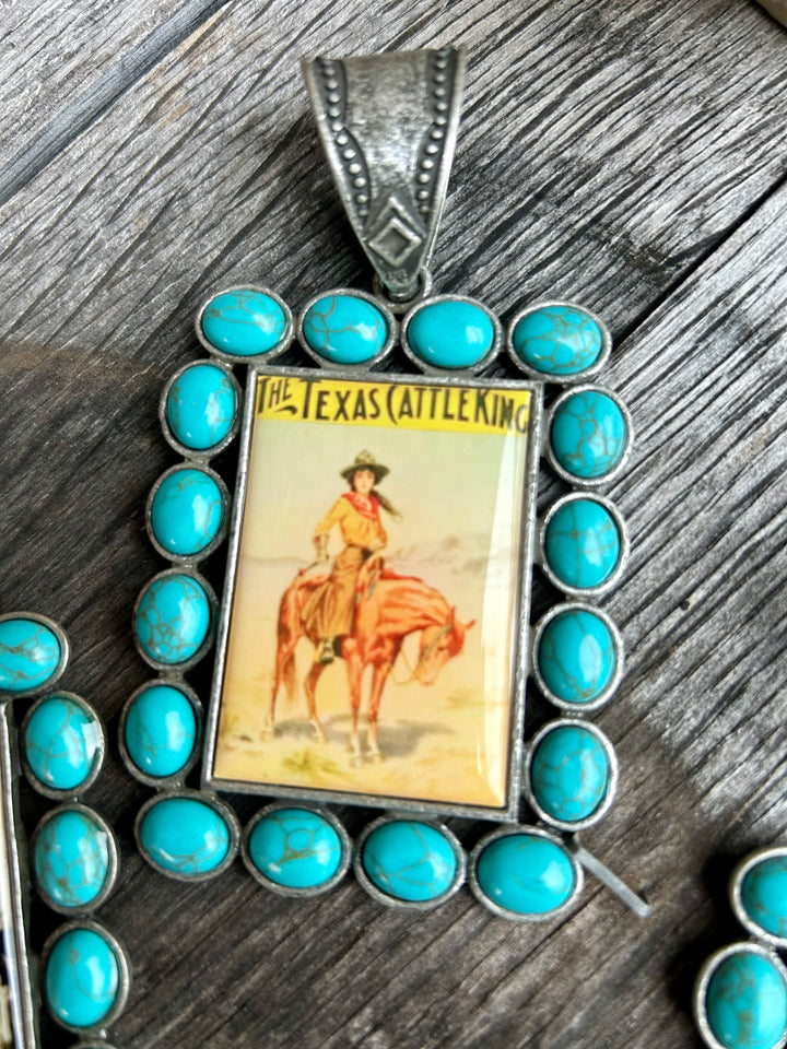 Western Cowgirl Necklace Pendant (Pearl Necklace Not Included)