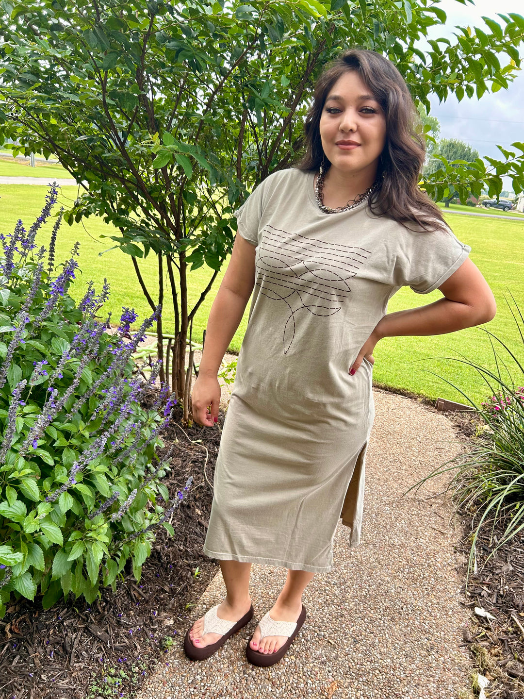 Boot Stitch Tee Shirt Maxi Dress-BLACK & TAN AVAILABLE