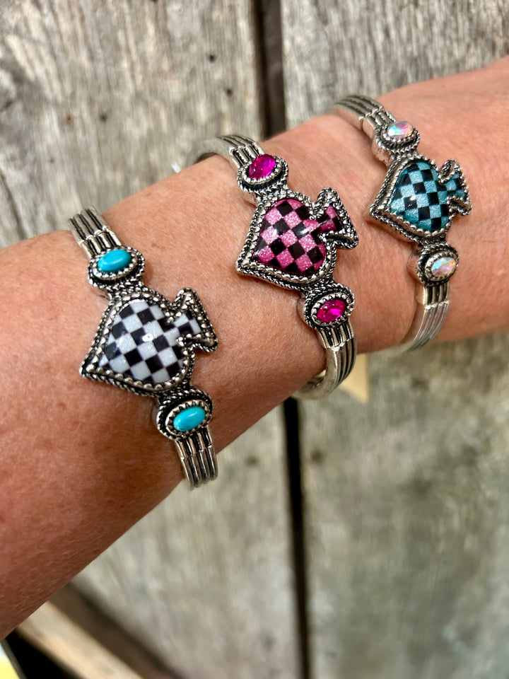 Checkered Spade Stretch Bracelet