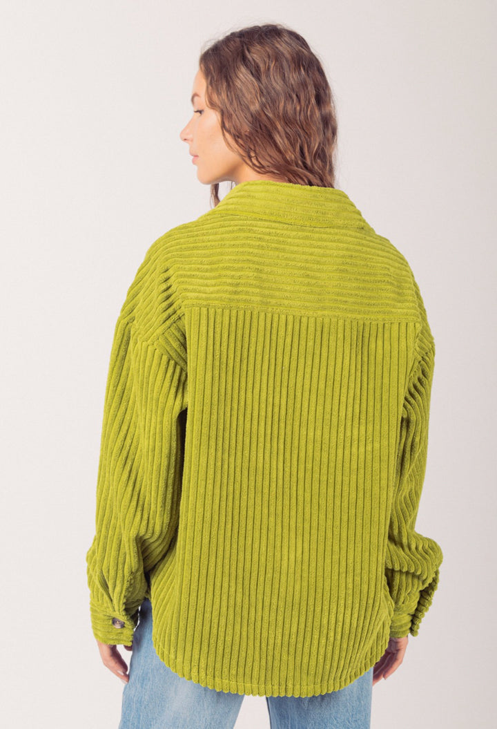 Chartreuse Wide Corduroy Shacket