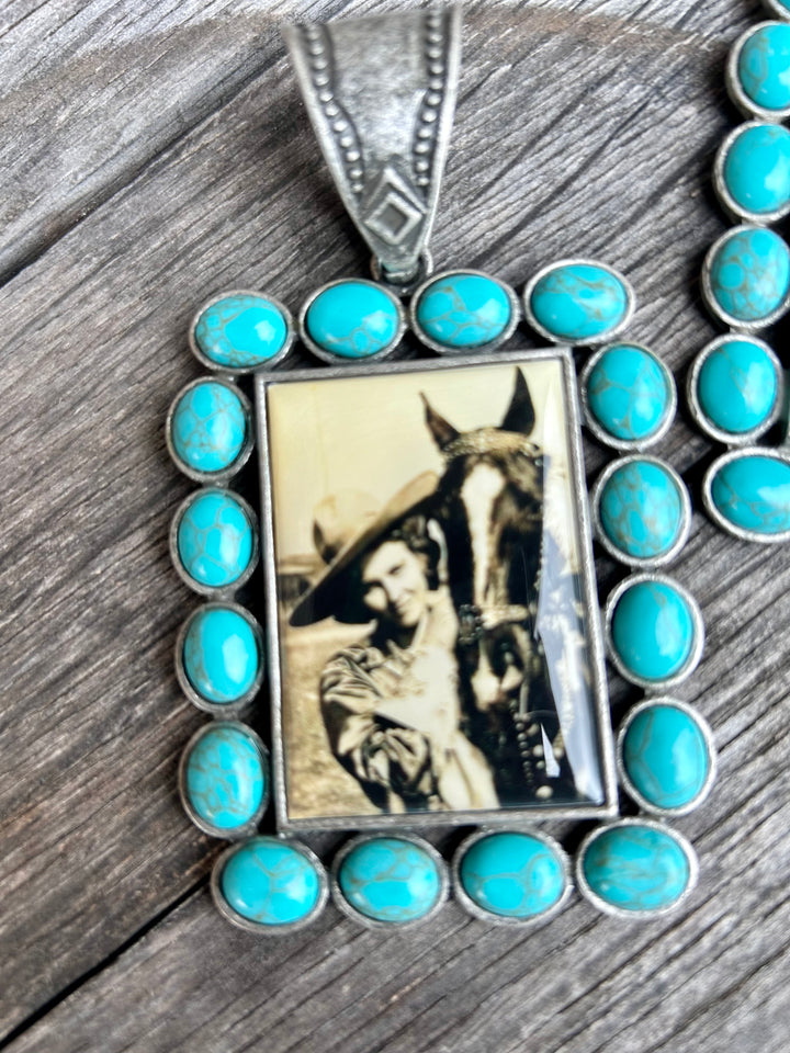 Western Cowgirl Necklace Pendant (Pearl Necklace Not Included)