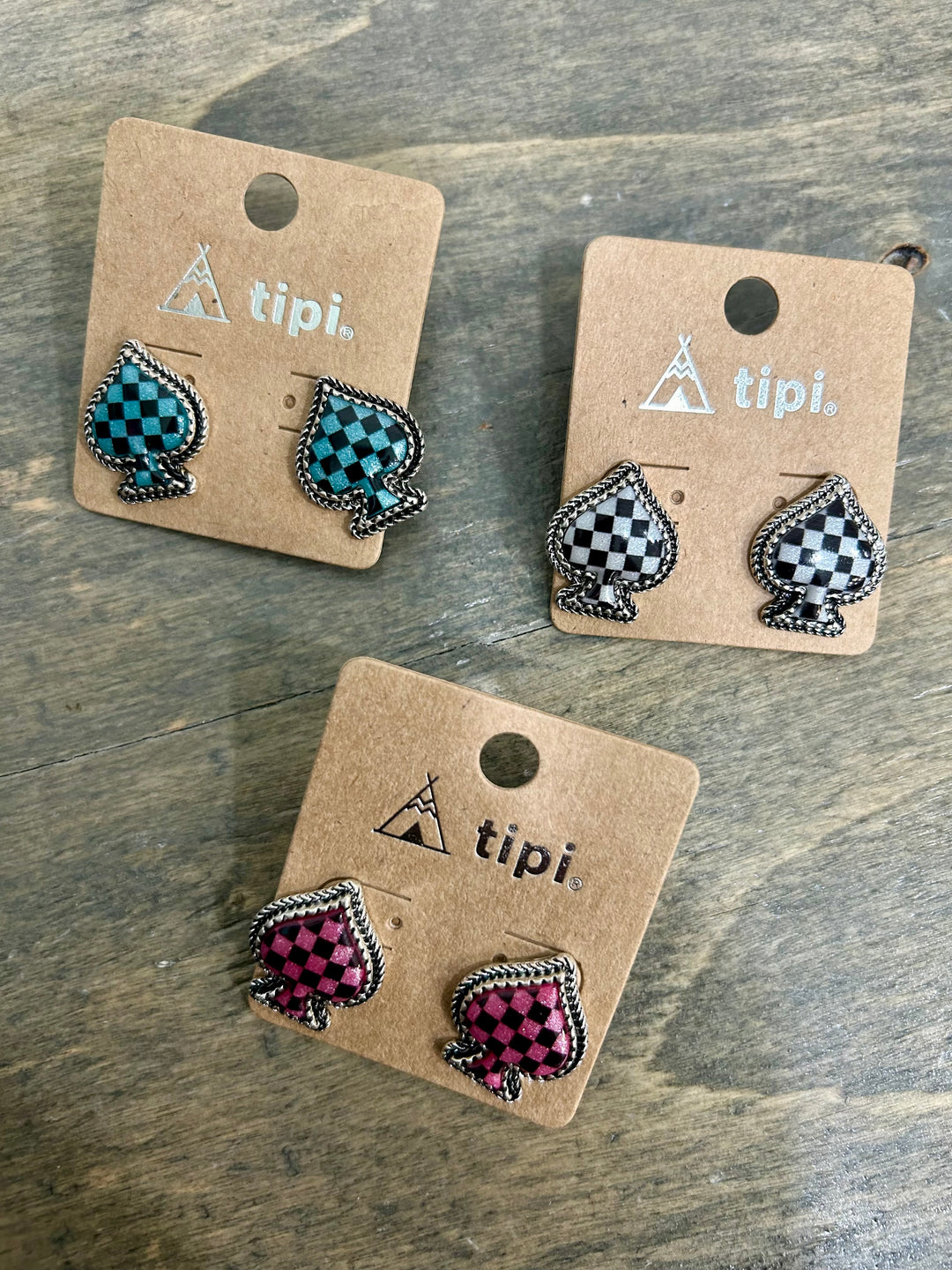 Checkered Spade Studs