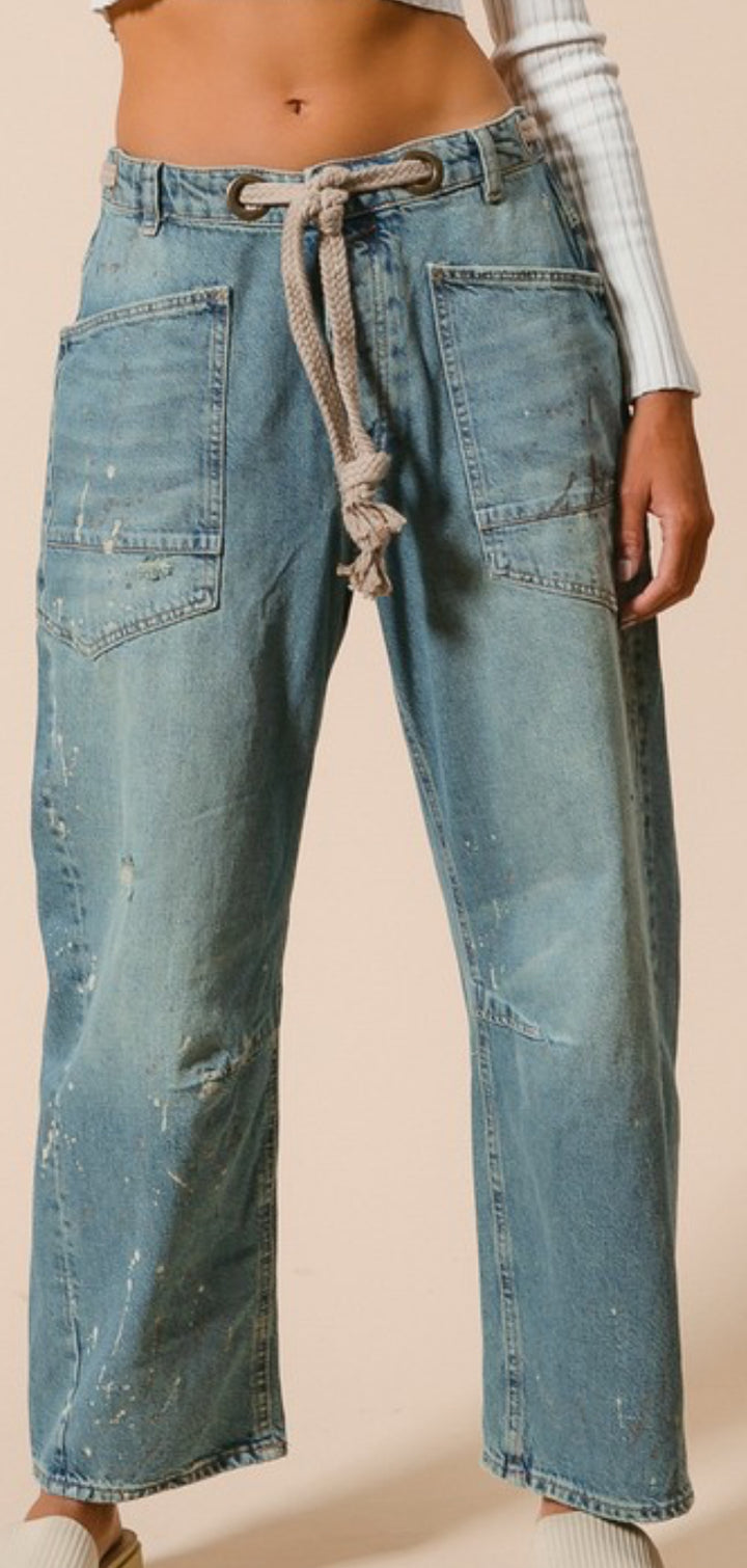 Oli & Hali Washed Distressed Barrel Jeans-RESTOCKED!!