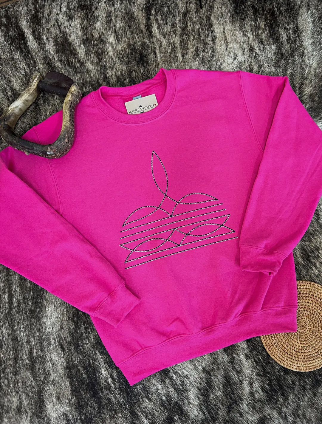 Hot Pink Boot Stitch Pullover