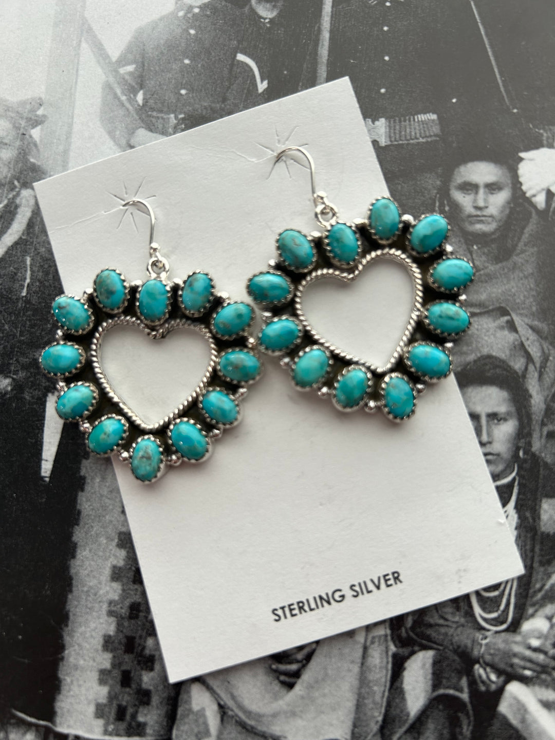 Kingman Turquoise Heart Dangle Earrings