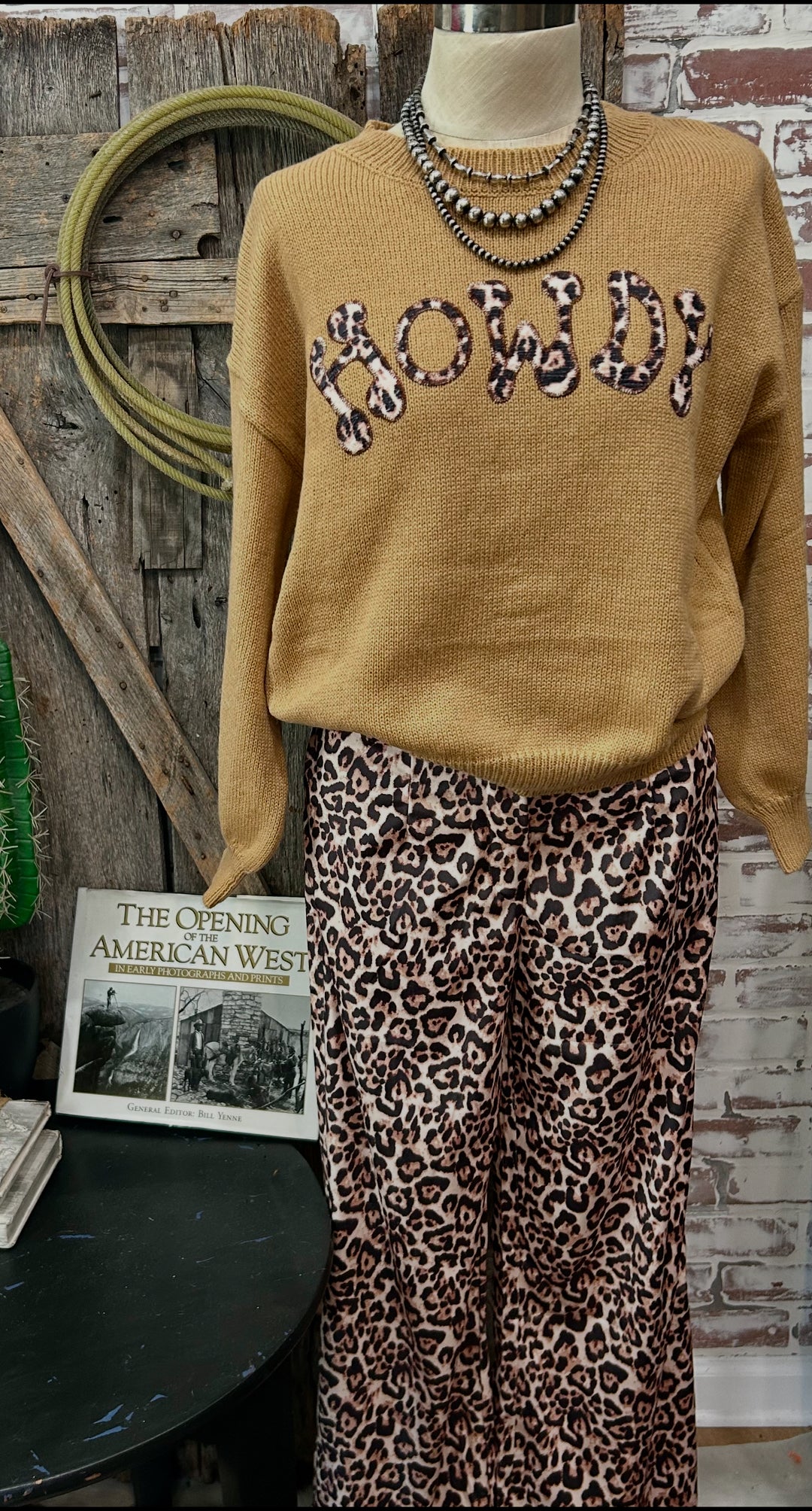 Tan Leopard Howdy Sweater