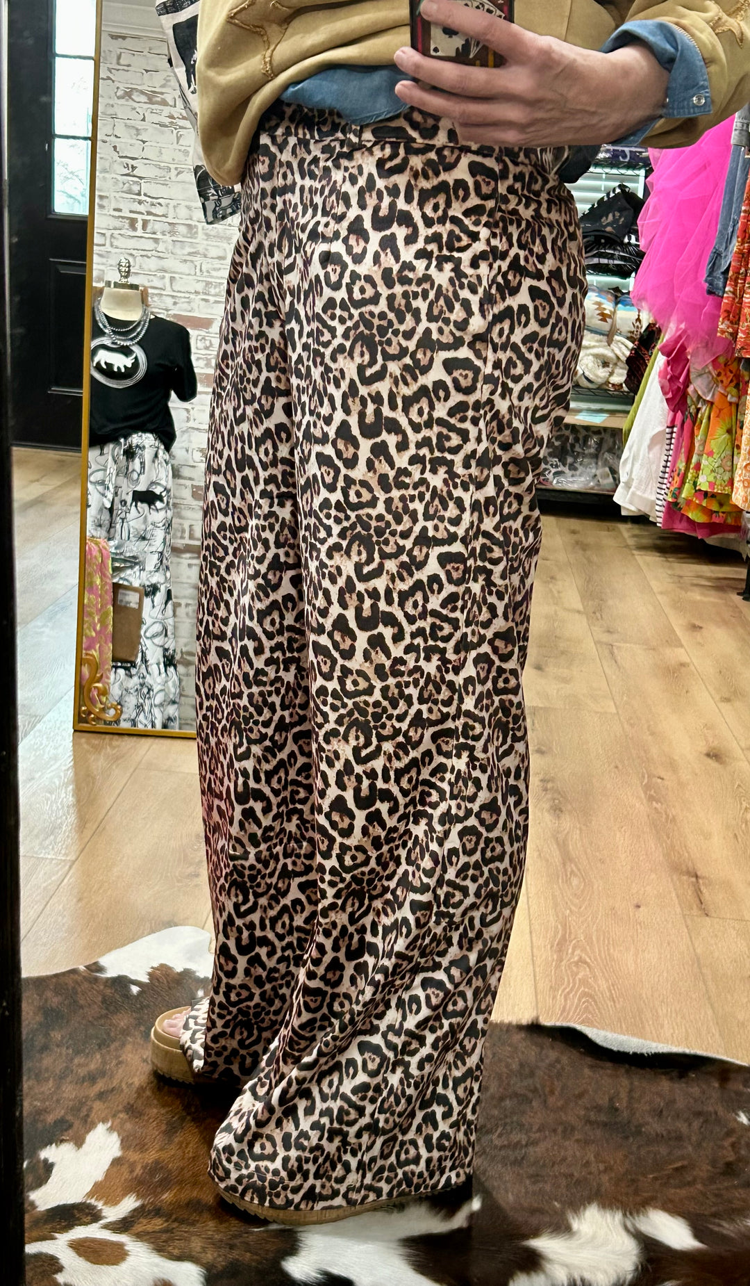 Velvet Cheetah Print Trouser Wide Legs