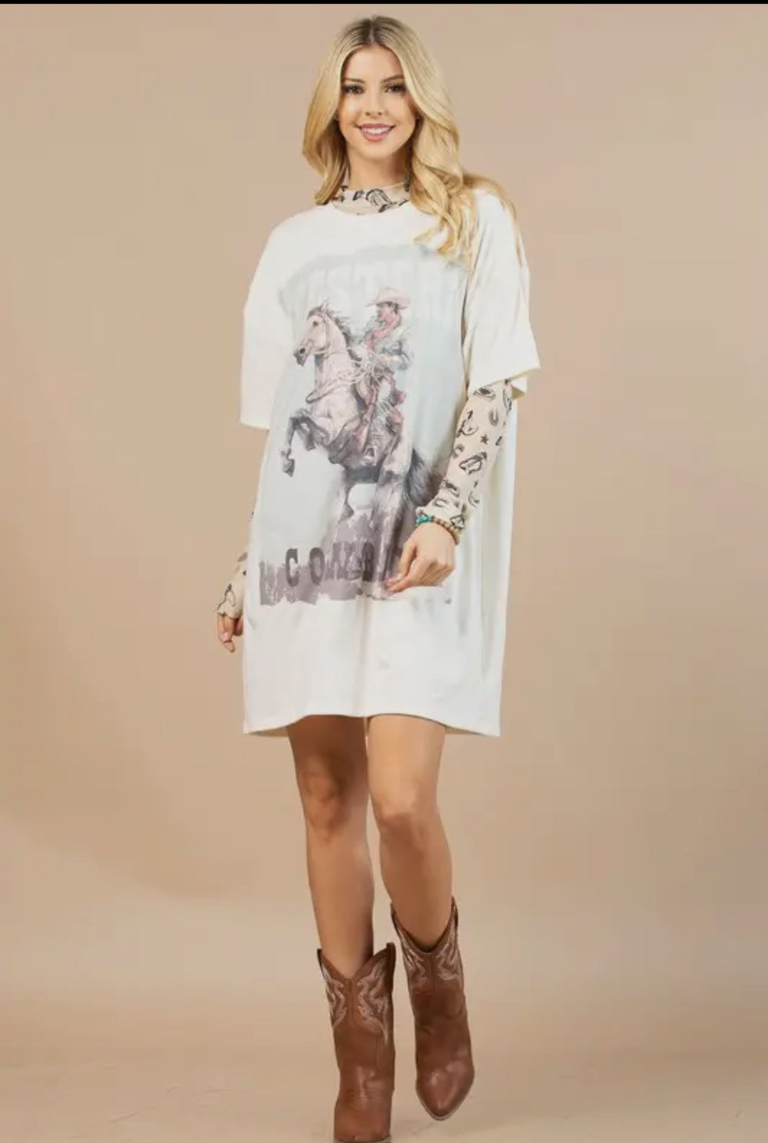 Western Cowboy Scene T Shirt Dress