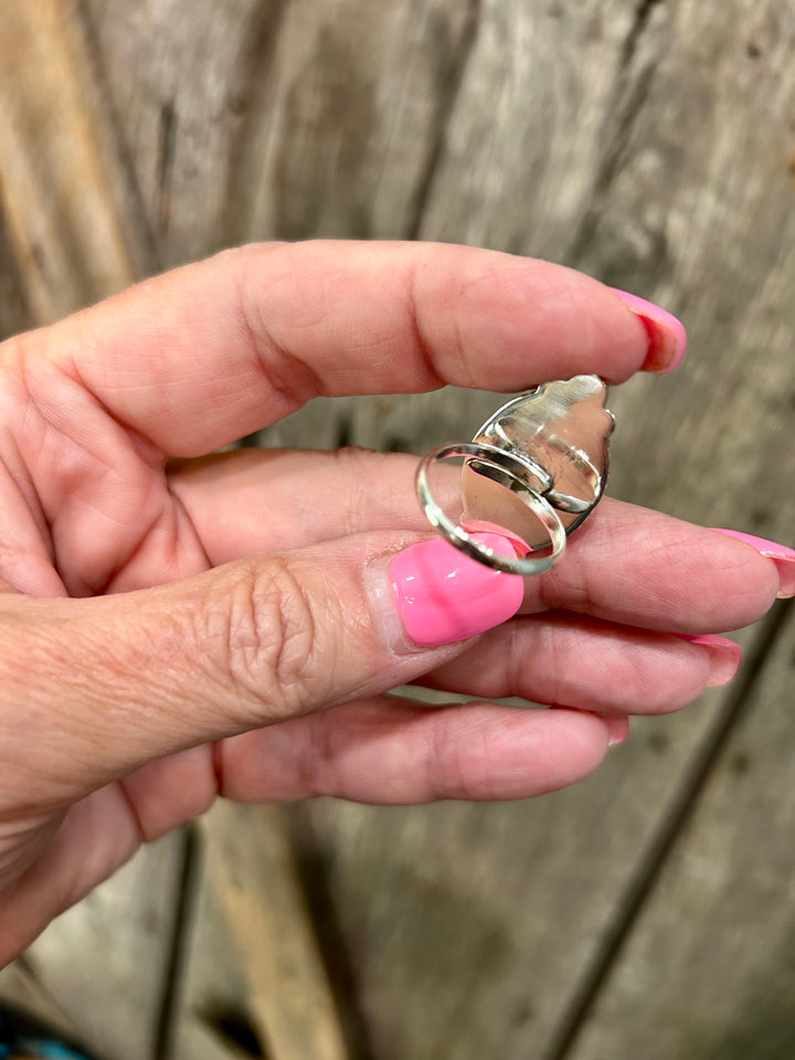 Mosaic onyx Turquoise chip adjustable ring