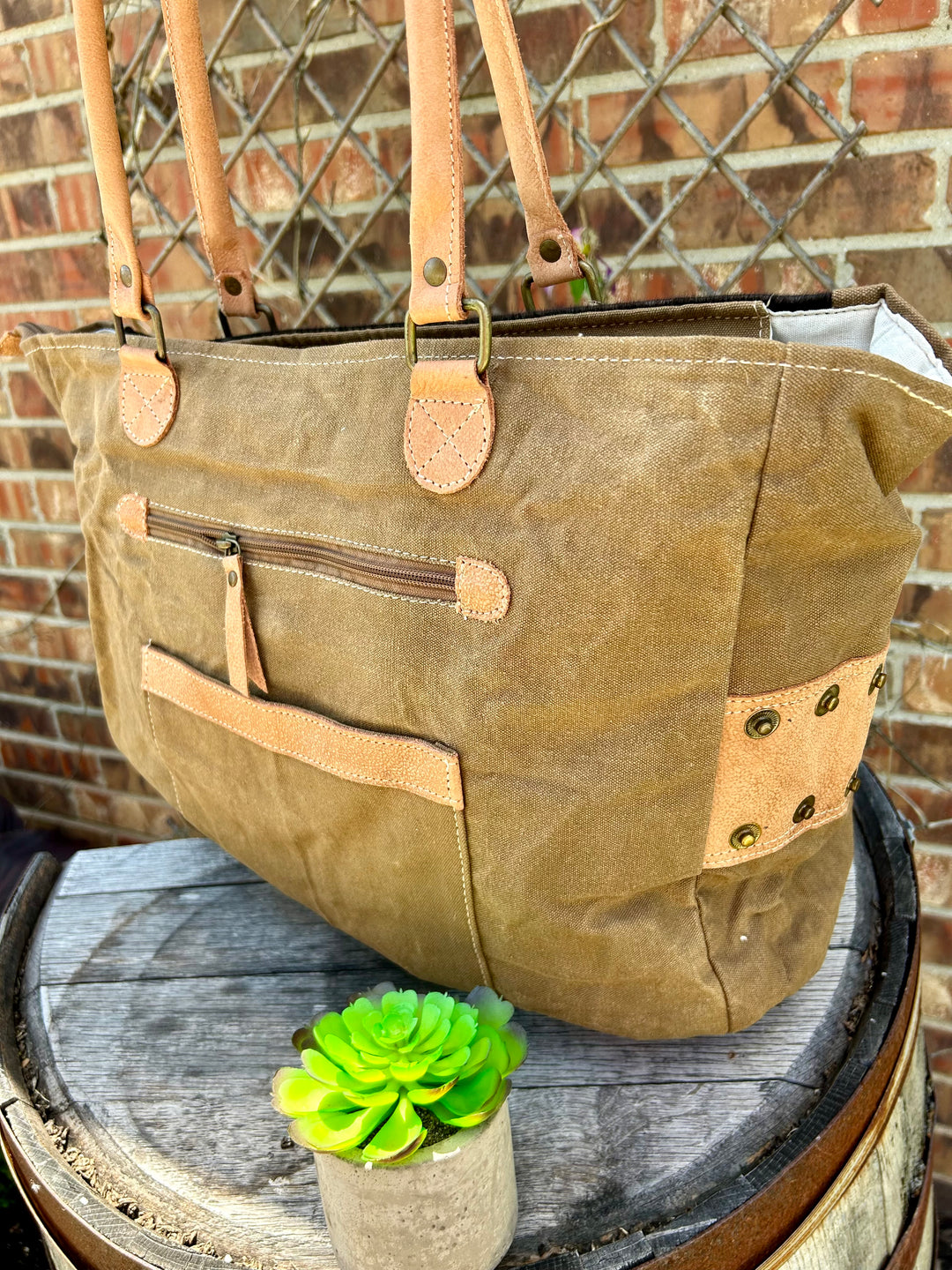 Caramel Aztec Print Cowhide Tote Bag