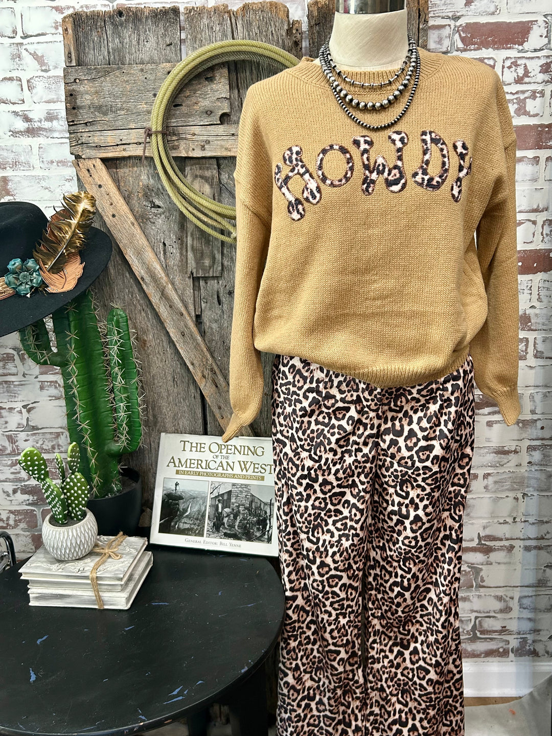 Tan Leopard Howdy Sweater