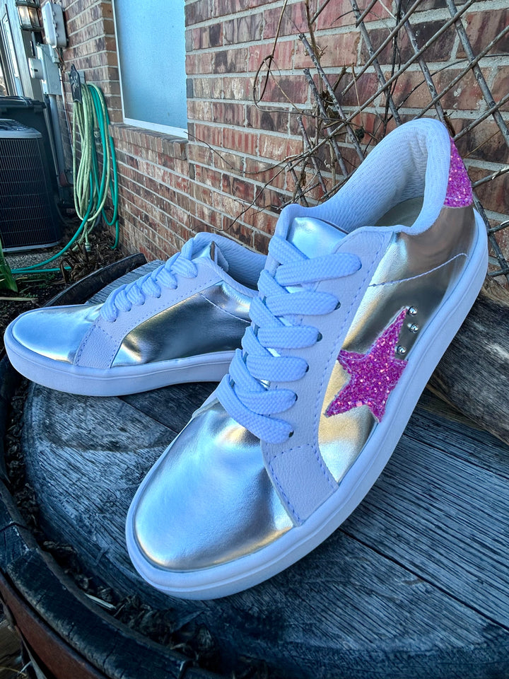 Silver Metallic Sneakers