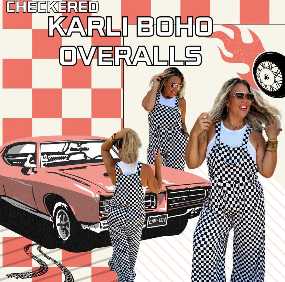 Checkered Carli Boho Overalls-PRE-ORDER ITEM!!