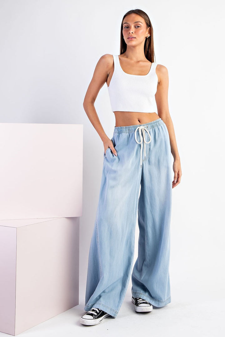 Kiss Me In The Dark Mineral Wash Wide Leg Denim Jeans