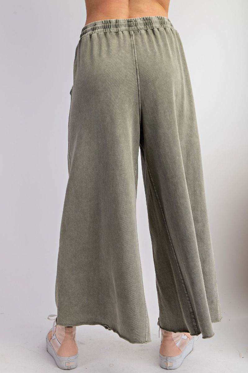 EASEL WASHED TERRY KNIT WIDE LEG PANTS