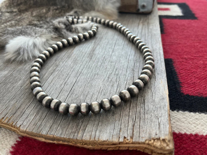 10mm Sterling Silver Indian Pearl Necklace ~