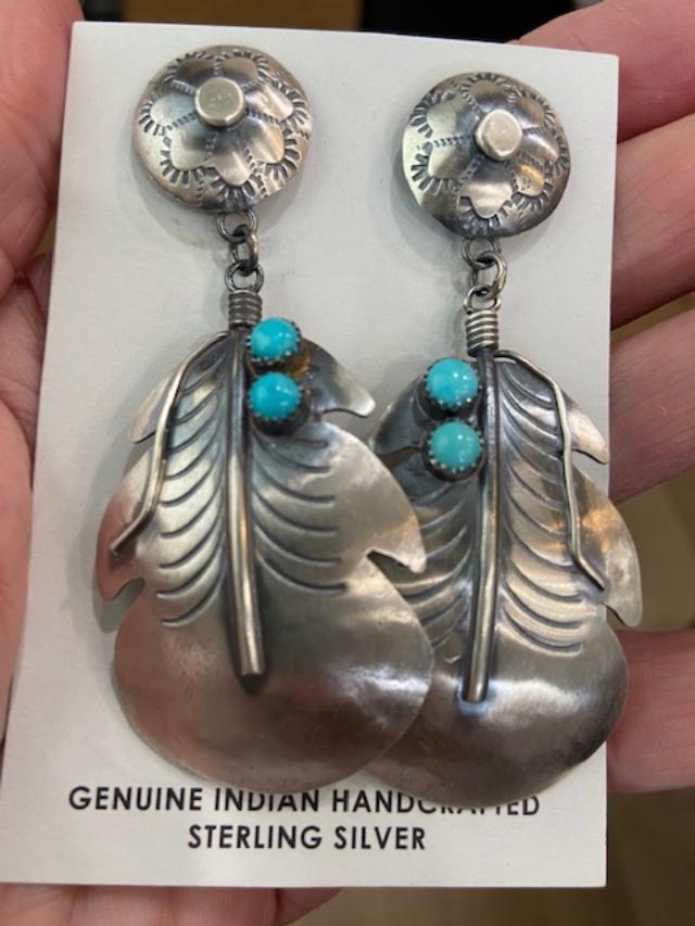 Sterling Silver Native American Earrings By Tim Yazzie