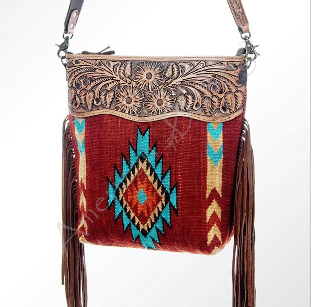 Rust Aztec Print Saddle Blanket Crossbody